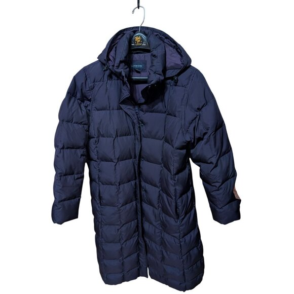Land’s End Women’s Maxi Puffer 80% Down Winter Coat w/ Hood Size Medium M 10-12 - Picture 1 of 7